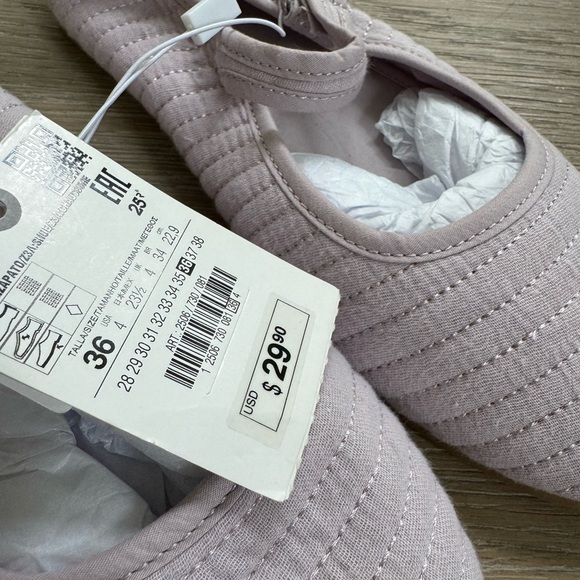 NWT Zara girls purple quilted ballet flats Maryjane style shoes size 4 kids - Picture 2 of 4